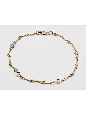 Roberto Coin Designer Natural Diamond Station Bracelet 18k Yellow Gold